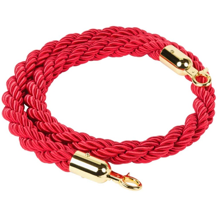 Polished Stainless Steel Post Stanchion Rope with Golden Hook